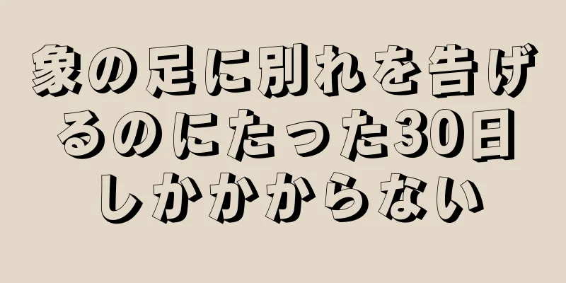 象の足に別れを告げるのにたった30日しかかからない